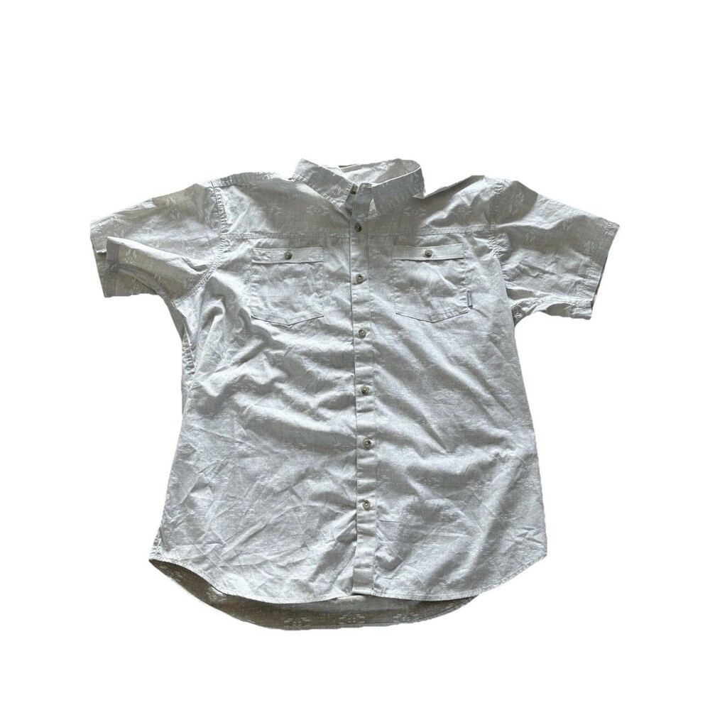 Columbia Short Sleeve Shirt Men's Button Up XL Cream Colored Pockets